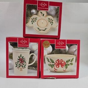 Lenox Christmas American by Design Bowl Votive and Mug